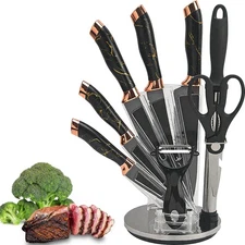 Chef Knife 9PCS Professional Kitchen Knives Set Sharp High Carbon Steel Cleaver