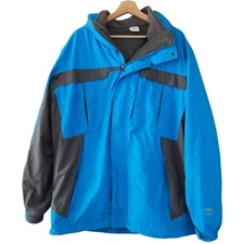 Columbia Bugaboo Interchange Blue And Gray Insulated Hooded Jacket Coat mens L