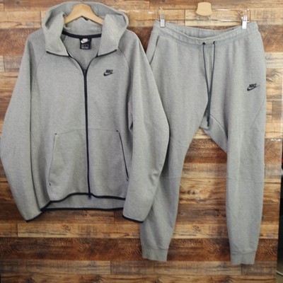 Nike Tech Fleece Tracksuit Set Mens L Gray Hoodie Zip Pants