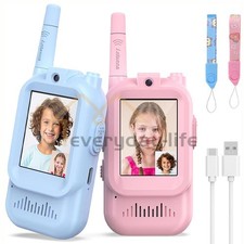 2 Pcs Rechargeable Kids Video Walkie Talkies - Camping/Hiking Toys Ages 3-12
