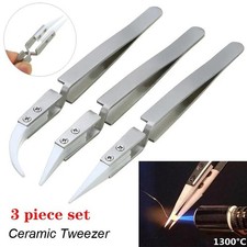 3pack Ceramic Straight Tip Electronic Soldering Tweezers Chuck Ceramic Tweezers