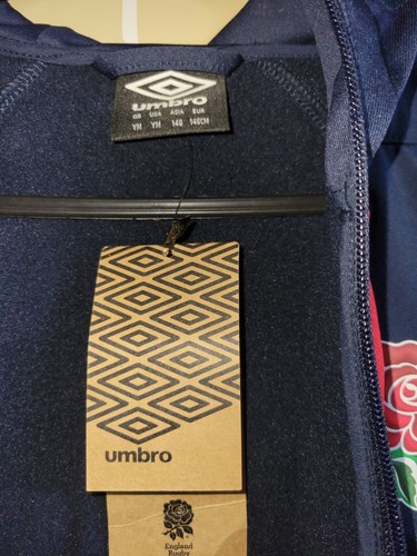 Umbro England Hooded Jacket Rugby 2023 -04 Kids Blue Eur 146cm Age 11 Outerwear - Picture 3 of 7