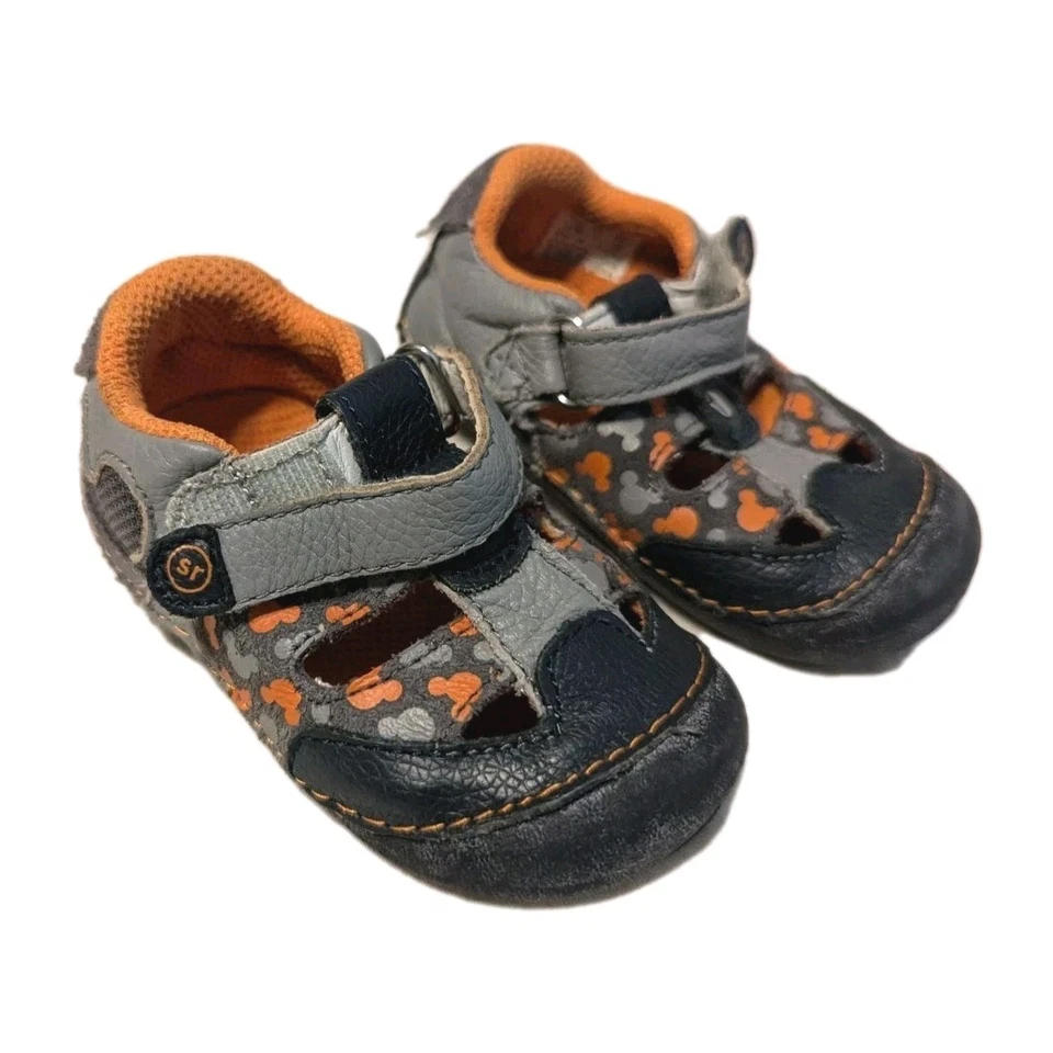 Stride Rite Disney Boys SRT Sm Mickey Mouse Ears Shoes Gray Orange Blue Size 3.5 - Image 2 of 4