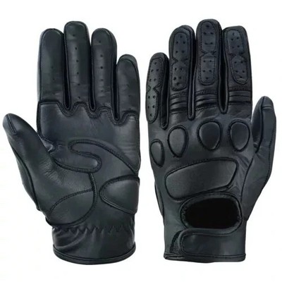 Motorcycle Leather Gloves Biker Motorbike Summer Gloves Black Size S-3XL