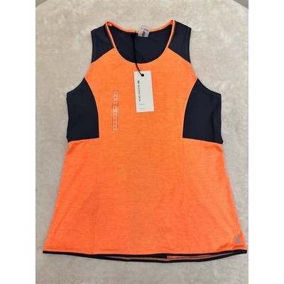 NWT Second Skin Tank Top Womens XL Orange Black Colorblock Sleeveless NEW!