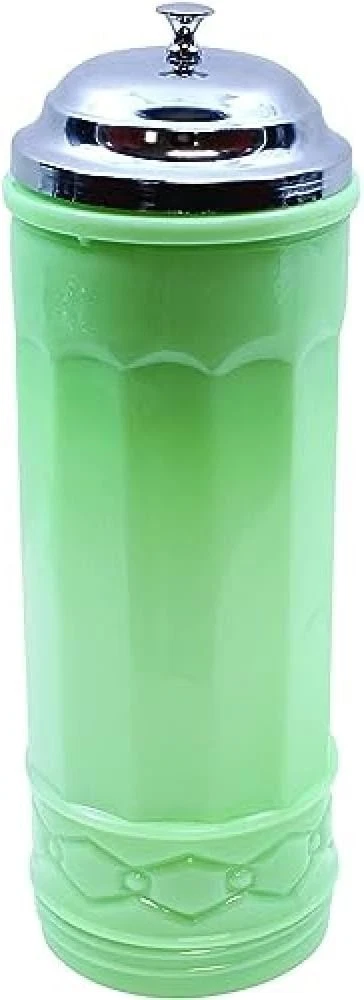 Tablecraft HJ714 Straw Jar with Metal Lid, Green