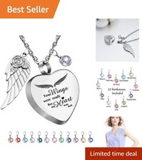 Heart Urn Necklace for Ashes with 12 Birthstones - Cherished Memories Jewelry