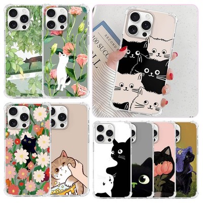 Cat Cartoon Print Phone Case Shockproof Cover For iPhone 16e 15 Pro Max 14 17 13
