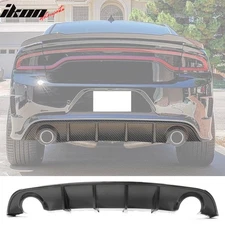 Fits 15-23 Dodge Charger IKON V3 Style Rear Bumper Lip Diffuser CF Carbon Fiber