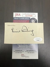 Linus Pauling Autographed Paper JSA Certified