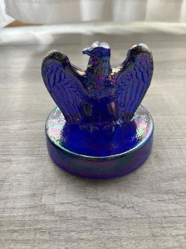 VINTAGE FENTON 1776-1976 BICENTENNIAL COBALT BLUE CARNIVAL GLASS EAGLE JULY 4TH