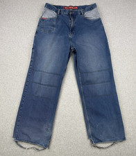 Vintage Ecko Unltd Jeans Mens 36x30 Blue Baggy Wide Leg Y2K Skater Distressed
