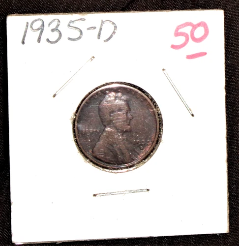 1935-D  CIRCULATED LINCOLN WHEAT-BACK PENNY - GRADES "FINE"