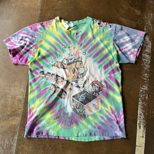 Grateful Dead Jack-In-The-Box Tie Dye Thrashed 1990s vintage concert t-shirt, vintage, single stitch, B+ condition