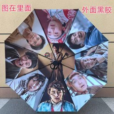 Stephen Chow umbrella Triple fold automatic Black rubber sunscreen umbrella