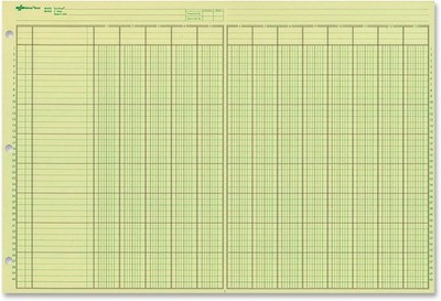 Green Eye-Ease Analysis Pad, 50 Sheets, 13 Columns for Organized Financial Data