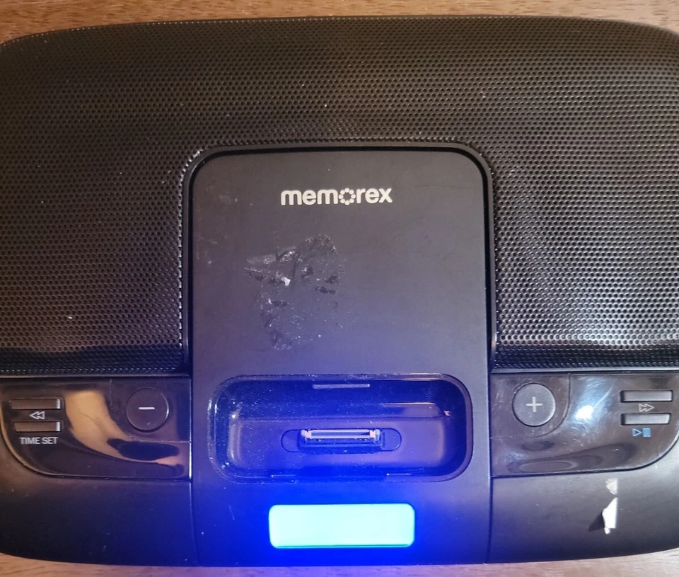 Altavoz de viaje compacto abatible Memorex Mi2290BLK para iPod negro funciona Foto 2 de 4