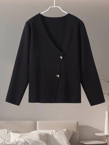 Knitted Women Cardigan Long Sleeve V-neck Solid Female Sweaters Botton Knitwear - Bild 5 von 21