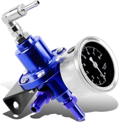 #ad 160psi Adjustable Aluminum Fuel Pressure RegulatorOil Filled GaugeFitting Blue $15.99
