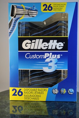 Gillette CustomPlus3 Disposable Razors 26ct NIB Custom Plus 3 26 NEW