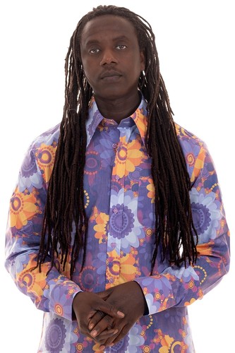 Camicia uomo manica lunga Comycom viola colorata a fiori - Foto 3 di 7