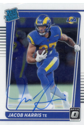 JACOB HARRIS      2021 DONRUSS OPTIC #238 RATED ROOKIE AUTO #/150    L.A. RAMS