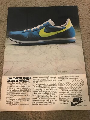Vintage 1982 NIKE ELITE Running Shoes Poster Print Ad 1980s