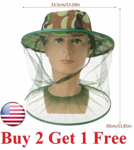 Anti-Mosquito Bug Bee Insect Head Net Hat Cap Sun Protection Fishing Hikings