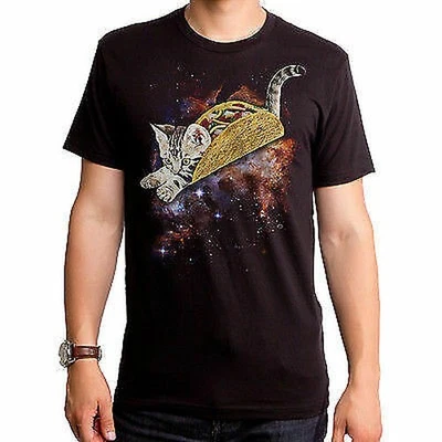 Taco Cat Niedliche Süße Katze Weltraum Sterne Sonnensystem Herren T-Shirt S-2XL - Bild 1 von 3