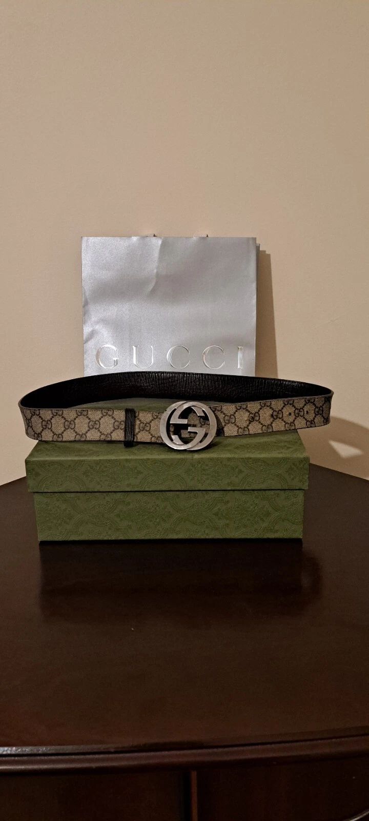 Ceinture Gucci Double GG originale petite/moyenne taille, 95 cm, avec boîte d'origine