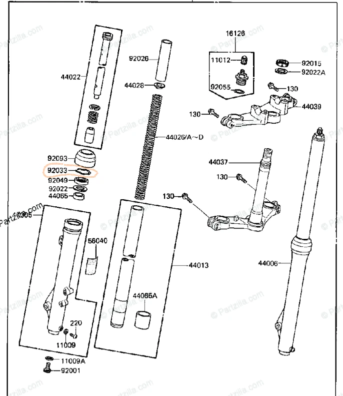 Anillo a presión de sello de horquilla Kawasaki 92033-1100 se adapta a KX80 KX250 KL250 KZ750 KZ900 KZ1000 Foto 3 de 3