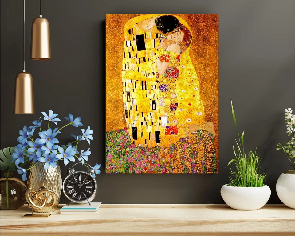 Reproducción de arte de pared The Kiss Gustav Klimt lienzo decoración arte impresión habitación Foto 2 de 4