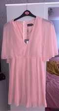 PLT Dusty Pink Cape Pleated Detail Skater Dress - Size 10 - brand new with tags!