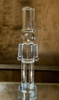 Clear Crystal Contemporary Nutcracker Sculpture Tabletop Figurine 13.5  Tall