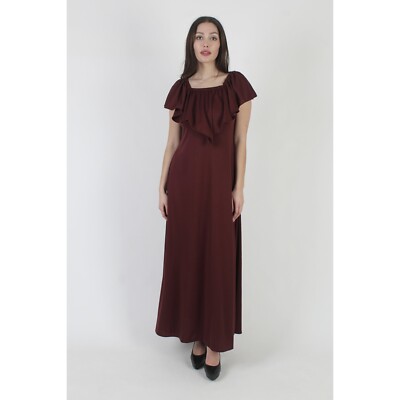 Vtg 70s Burgundy Monochrome Grecian Disco Dress Cocktail Lounge Singer Maxi  Gown | eBay