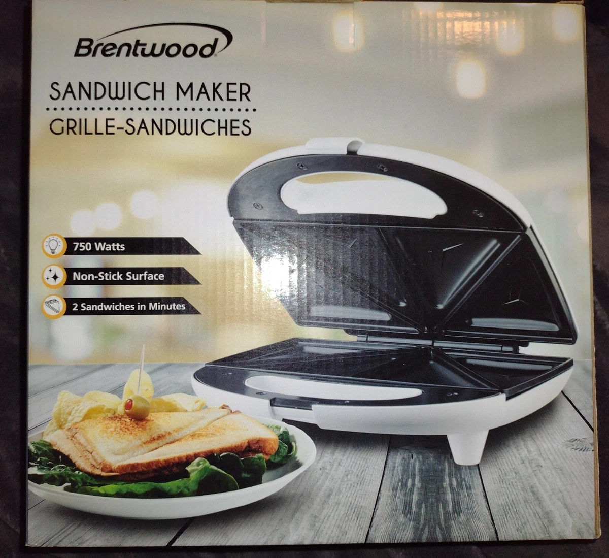 Brentwood TS-240W Non-Stick Compact Dual Sandwich Maker 750W White