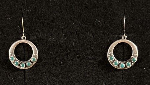 Vintage Sterling Turquoise Pierced Earrings