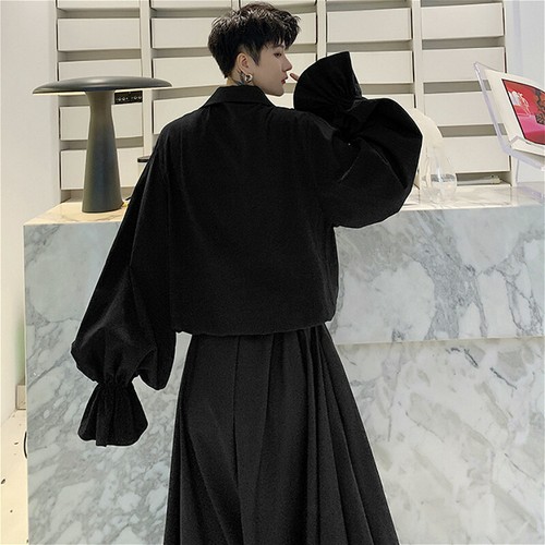Mens Gothic Shirt Top Victorian Medieval Ruffle Pirate Puff Sleeve Retro Casual - Picture 9 of 23