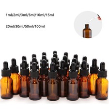 Amber Glass Dropper Bottle Tamper Evident Pipette Eye Ear Drop 1-100ML