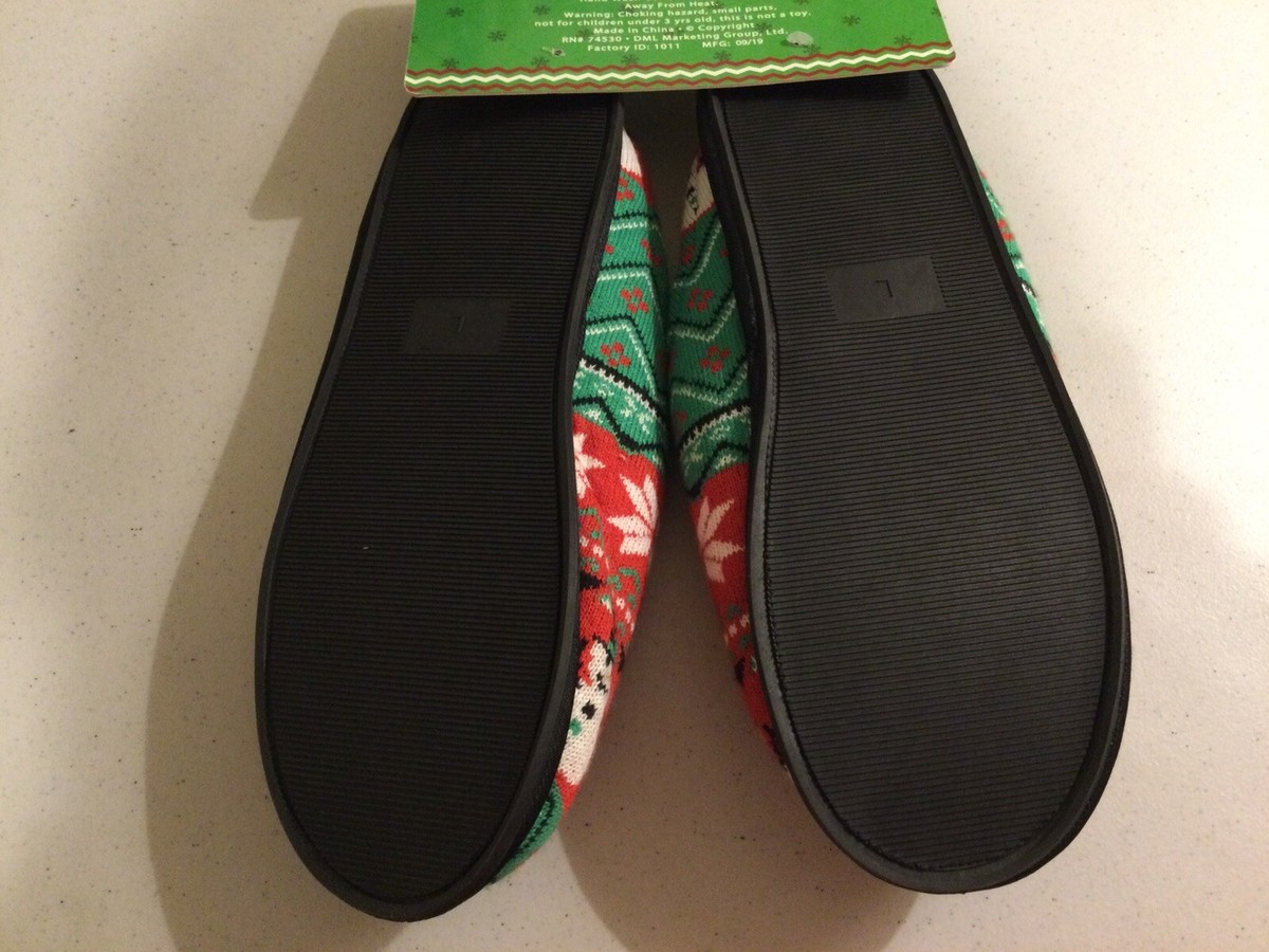 じゅん NWT Christmas Red/green UGLY SLIPPERS Men's Size Large Fits Shoe