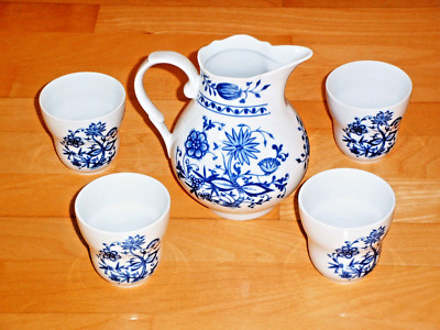 Set Krug und 4 Bechern für Limonade und Most Dekor Zwiebelmuster KAHLA Porzellan