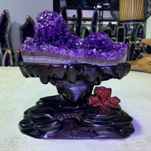 3.88LB Rare natural Brazilian amethyst flower crystal deposit+base - 第 4/12 張圖片
