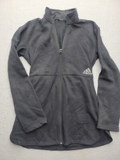 Adidas Women Jacket Small Black Basic Jacket Drawstring Pockets Logo Casual