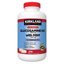 Kirkland Glucosamine HCl with MSM - 375 Tablets Each Pack of 4 