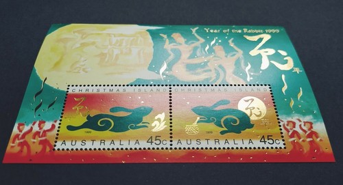1999 Christmas Island Zodiac Animal Lunar Year Rabbit Miniature Sheet 圣诞岛生肖兔年小全张 - Picture 2 of 3