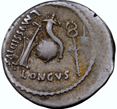 RÖMISCHES IMPERATORIUM Julius Caesar Portrait M Longus NGC Auswahl antike Münze D064 - Bild 2 von 4
