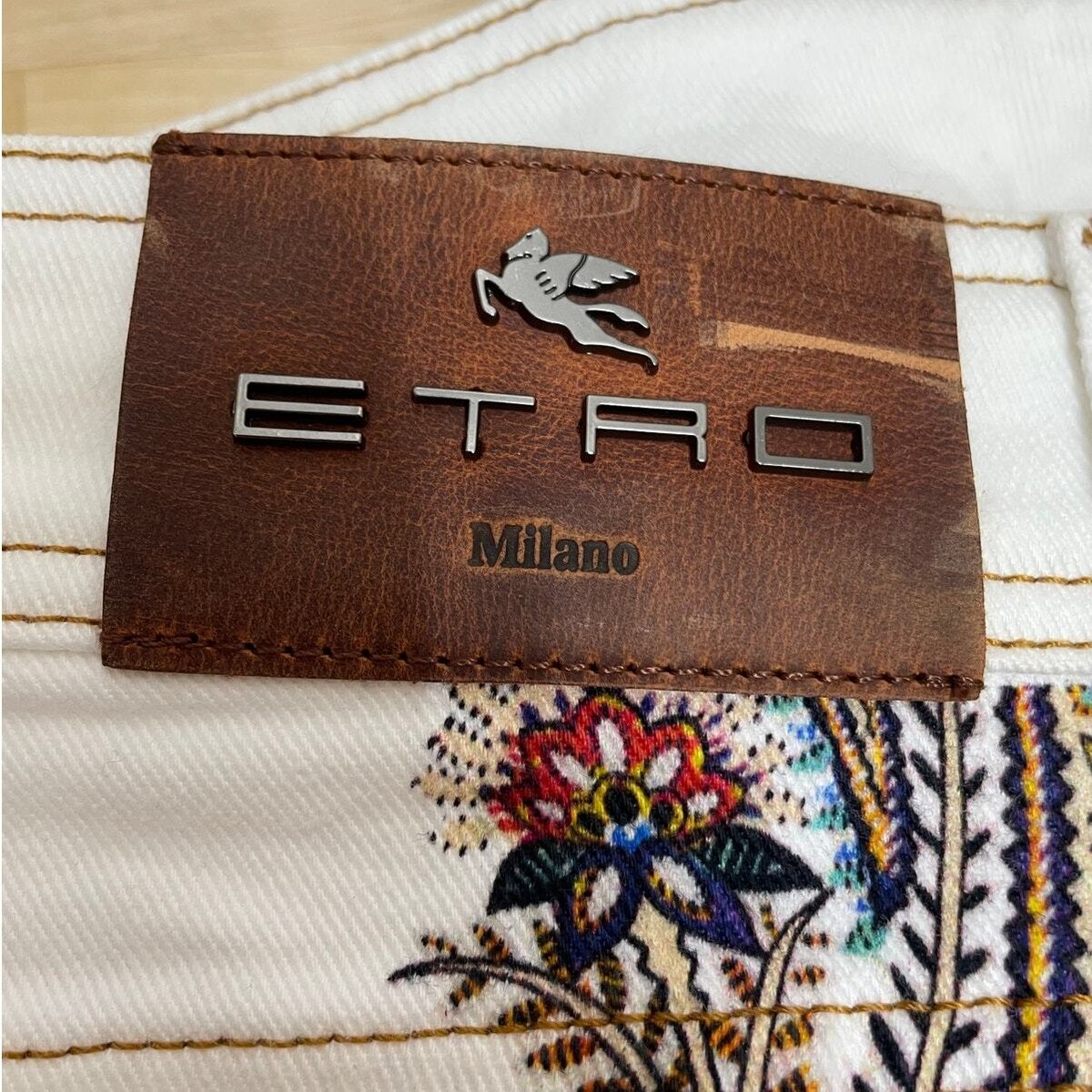 Etro NWOT Dancer Paisley Embroidered Cropped Jeans Straight