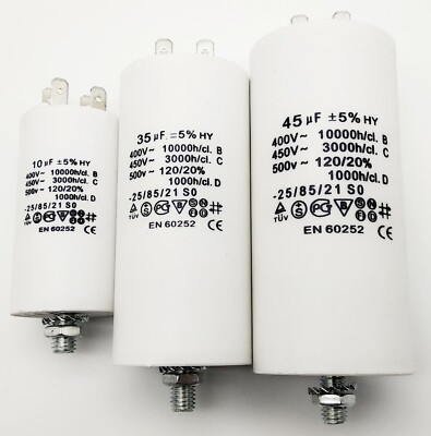 Kondensator 4 Pin bis 500V~ AC 8,10,12,14,16,20,25,35,40,45 µF uf mit Gewinde
