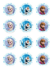 12 Frozen, Elsa, Anna, Olaf edible paper, cupcake cookie toppers CHOOSE SIZE
