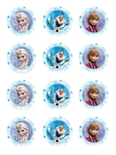 12 Frozen, Elsa, Anna, Olaf edible paper, cupcake cookie toppers CHOOSE SIZE